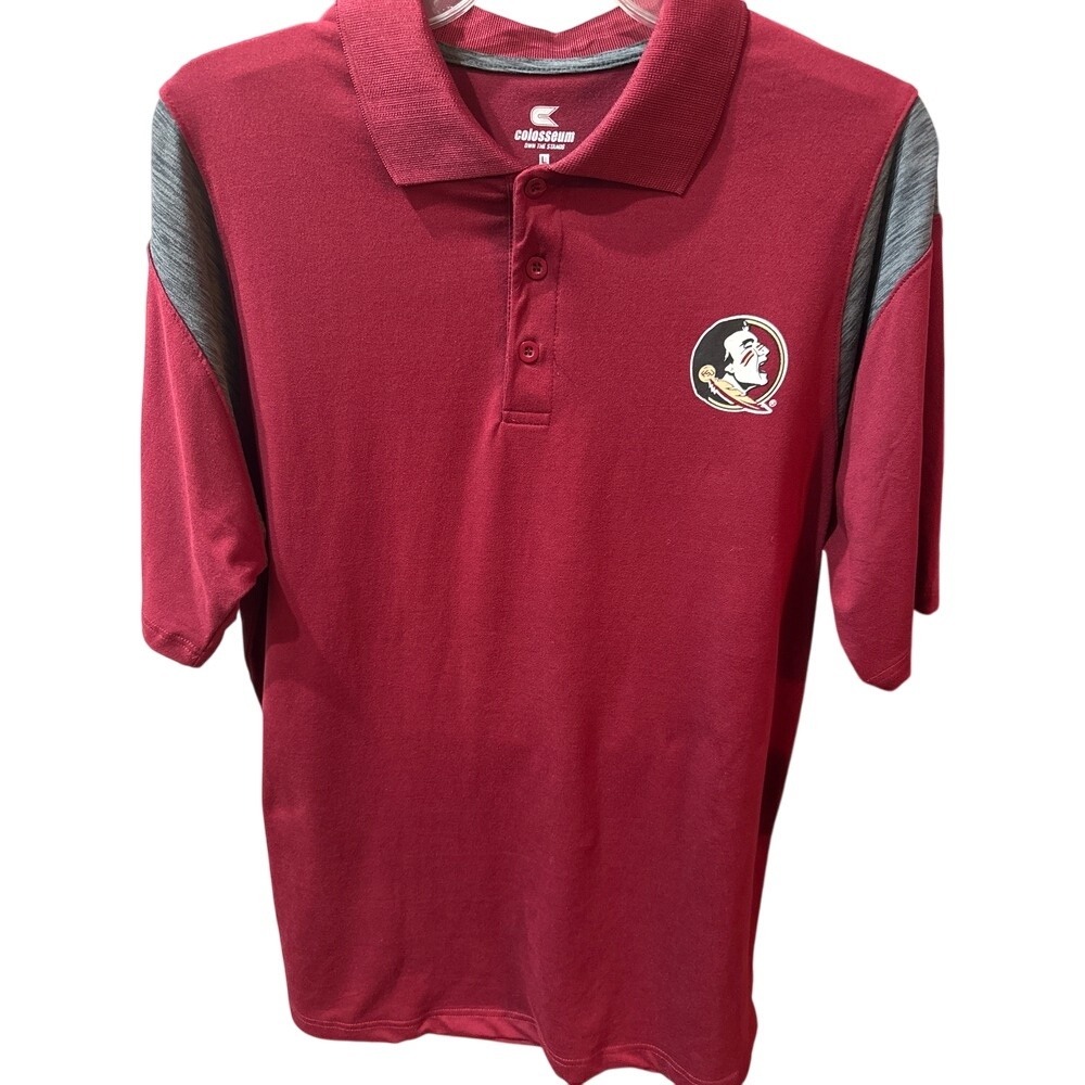 COLOSSEUM MEN'S SEMINOLE LOGO FRIEND‎ POLO - GARNET Men's size Large